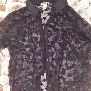Mesh button up blouse